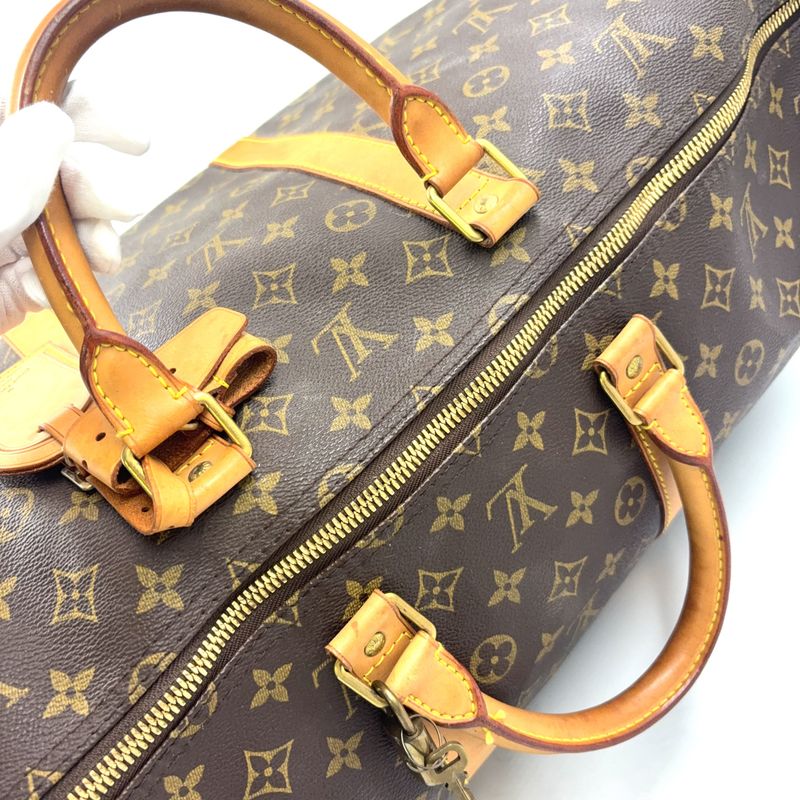 Louis Vuitton Keepall 55 Monogram Leather X PVC Brown Boston Bag Gold M41424