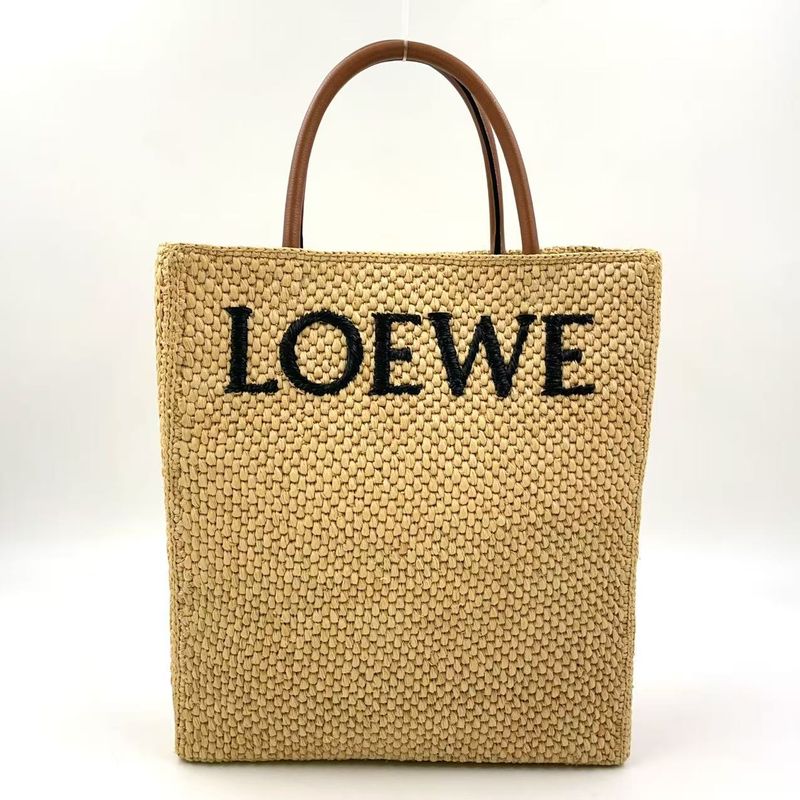 Loewe Standard A4 Shoulder Strap Not Included Leather X Raffia Brown X Beige