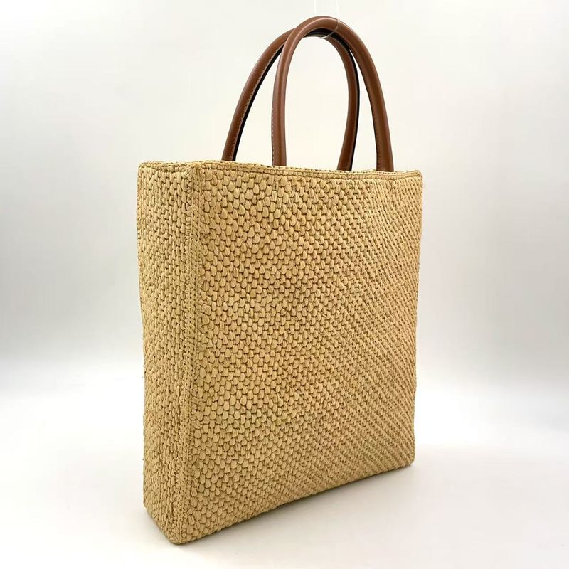 Loewe Standard A4 Shoulder Strap Not Included Leather X Raffia Brown X Beige