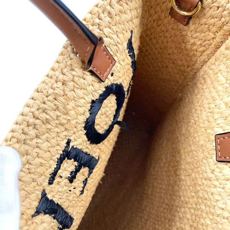 Loewe Standard A4 Shoulder Strap Not Included Leather X Raffia Brown X Beige
