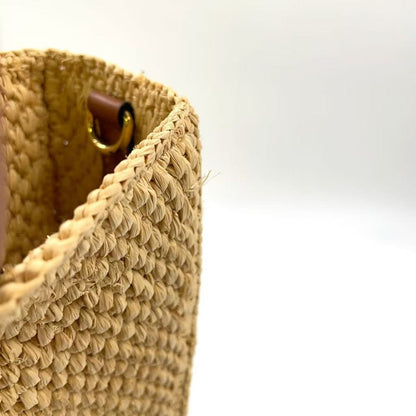 Loewe Standard A4 Shoulder Strap Not Included Leather X Raffia Brown X Beige