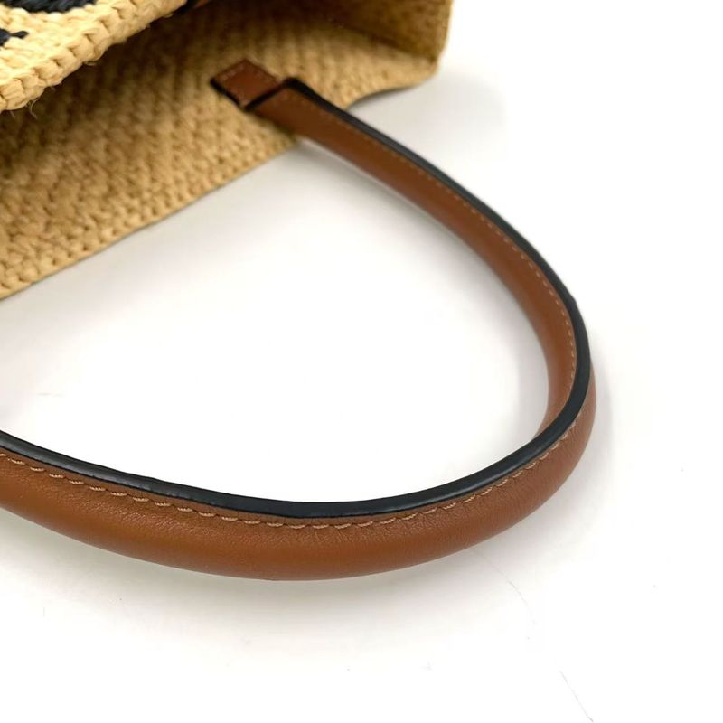 Loewe Standard A4 Shoulder Strap Not Included Leather X Raffia Brown X Beige