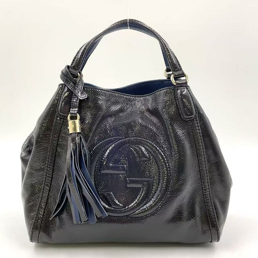 Gucci Soho Interlocking G Shoulder Strap Not Included Enamel Leather Purple