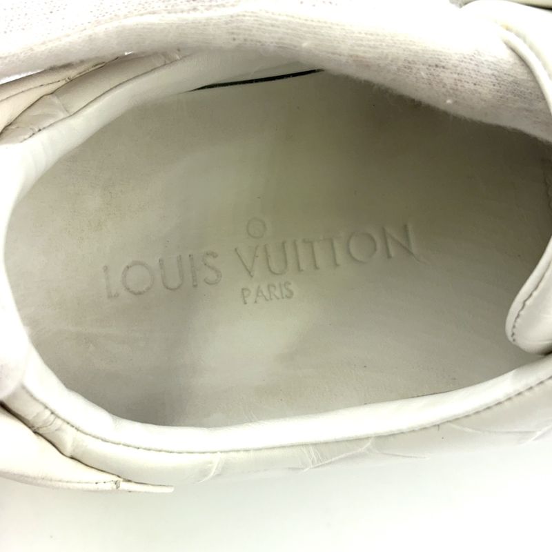 Louis Vuitton Front Low Line Croco Shape Pressed Leather White Sneakers