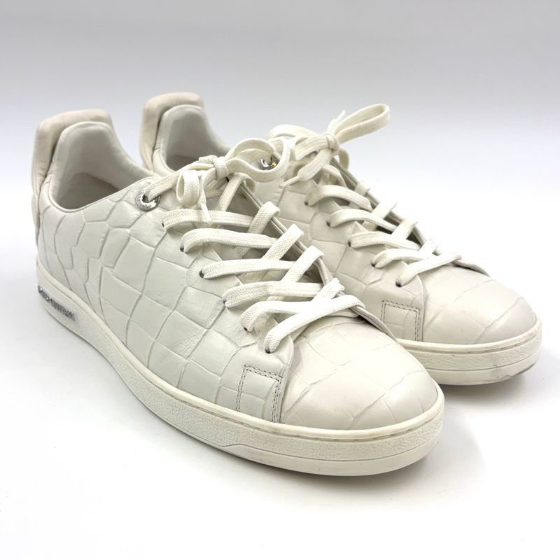 Louis Vuitton Front Low Line Croco Shape Pressed Leather White Sneakers