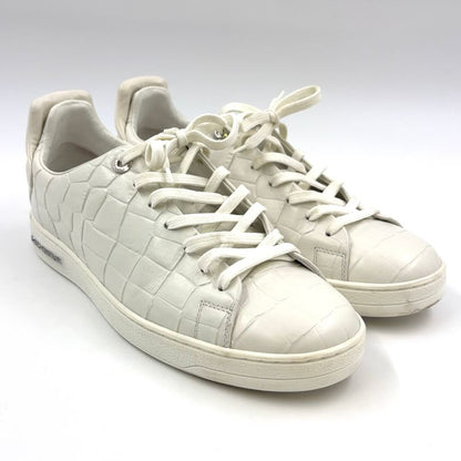 Louis Vuitton Front Low Line Croco Shape Pressed Leather White Sneakers