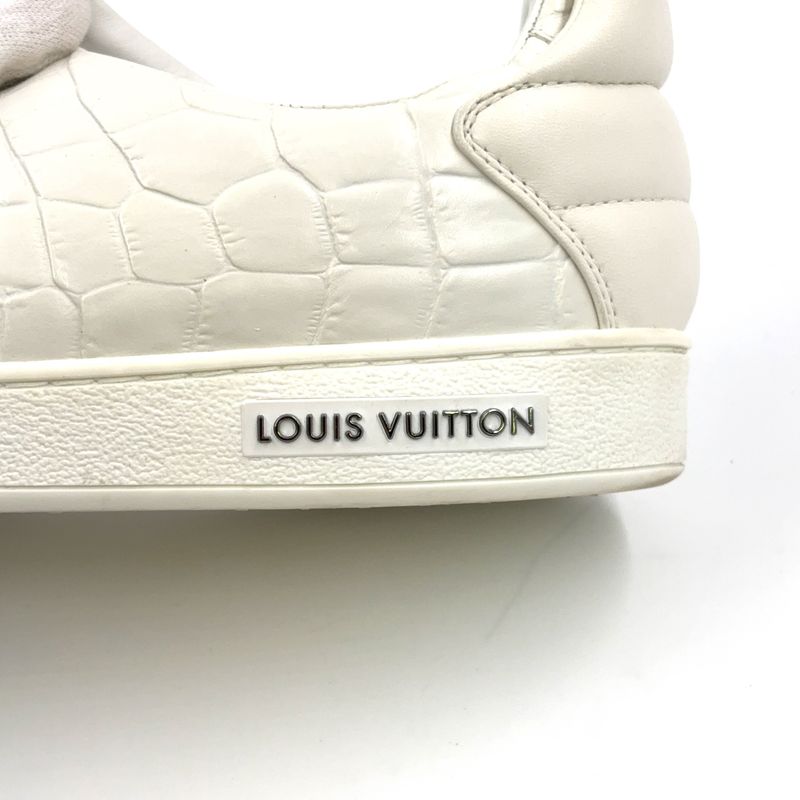 Louis Vuitton Front Low Line Croco Shape Pressed Leather White Sneakers
