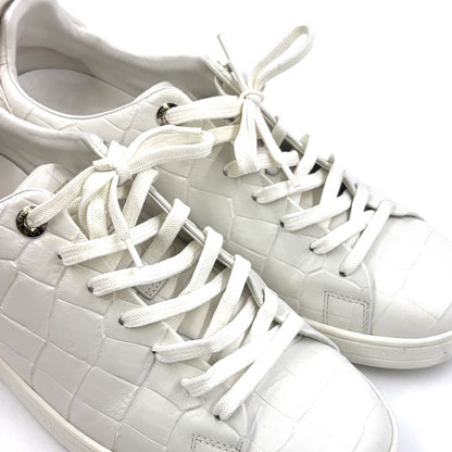 Louis Vuitton Front Low Line Croco Shape Pressed Leather White Sneakers