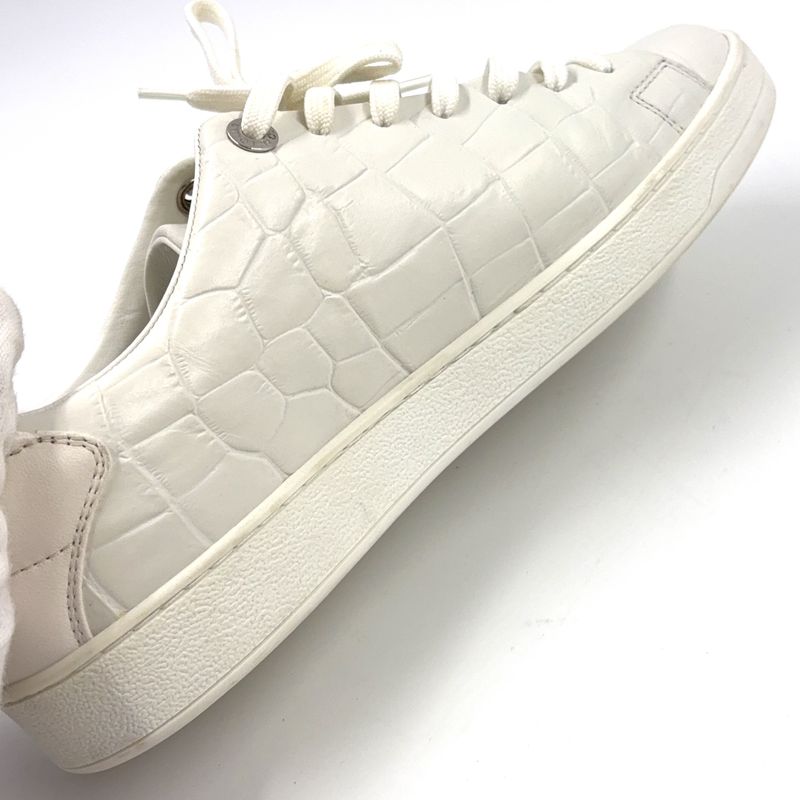 Louis Vuitton Front Low Line Croco Shape Pressed Leather White Sneakers