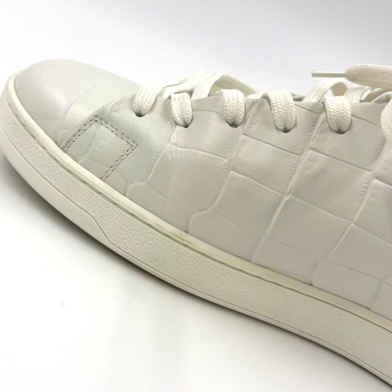 Louis Vuitton Front Low Line Croco Shape Pressed Leather White Sneakers