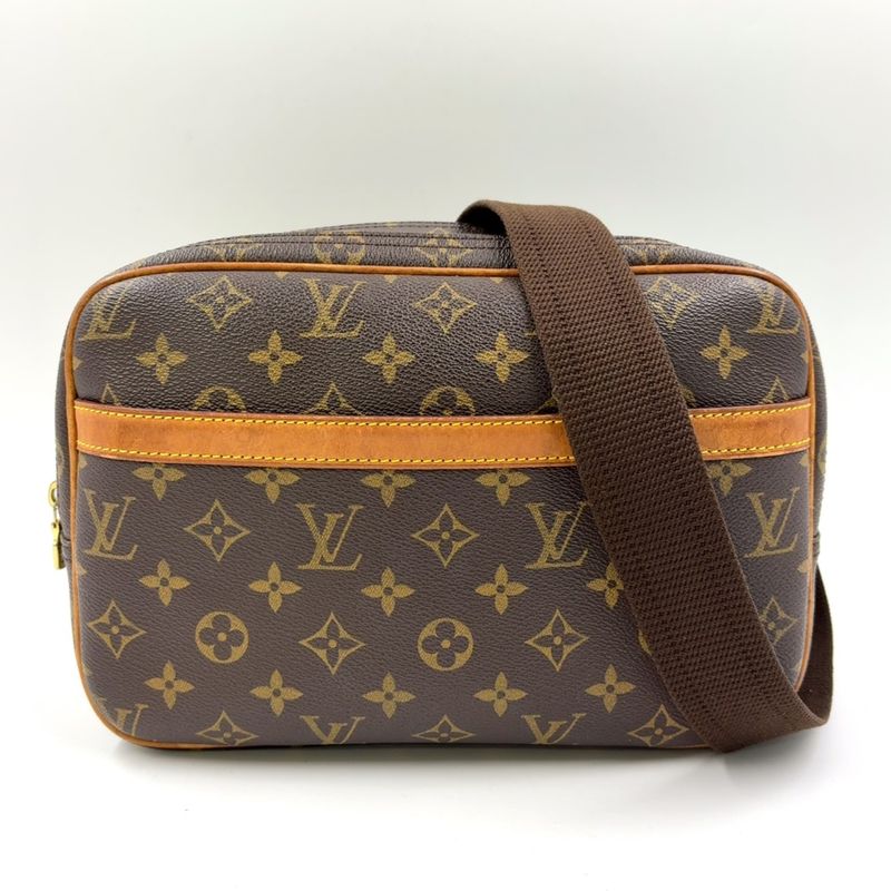 Louis Vuitton Reporter PM Monogram Leather × PVC Brown Shoulder Bag Gold M45254