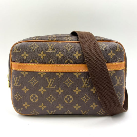 Louis Vuitton Reporter PM Monogram Leather × PVC Brown Shoulder Bag Gold M45254