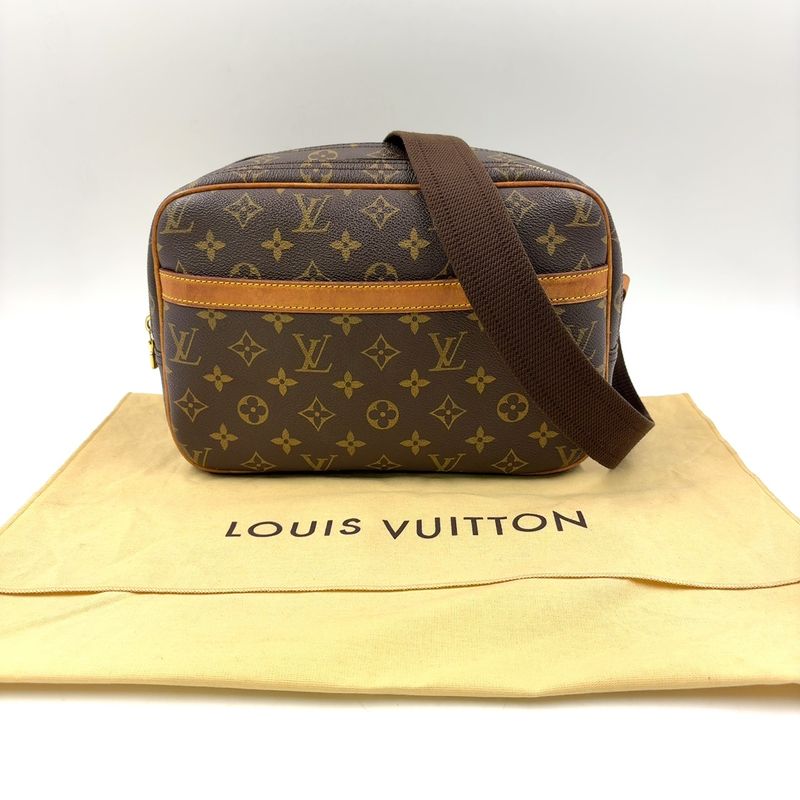 Louis Vuitton Reporter PM Monogram Leather × PVC Brown Shoulder Bag Gold M45254