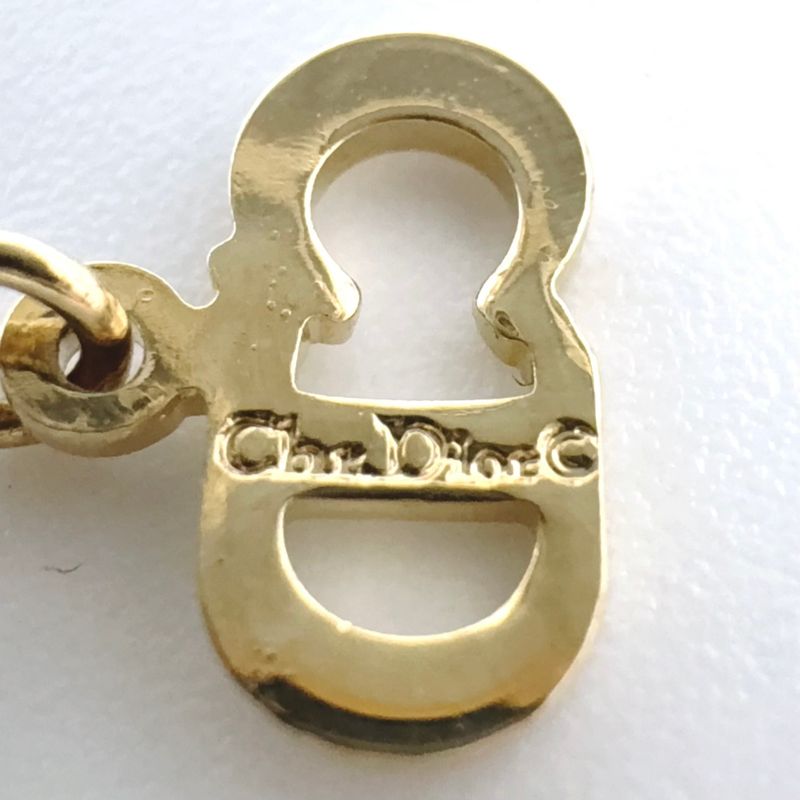 Christian Dior Circle Rhinestone GP Gold X Black Necklace