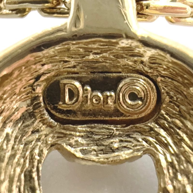 Christian Dior Circle Rhinestone GP Gold X Black Necklace