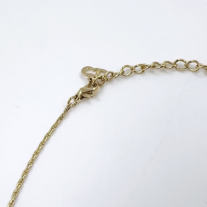 Christian Dior Circle Rhinestone GP Gold X Black Necklace