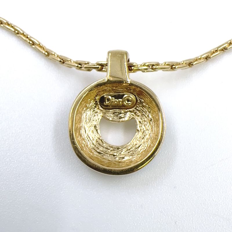 Christian Dior Circle Rhinestone GP Gold X Black Necklace