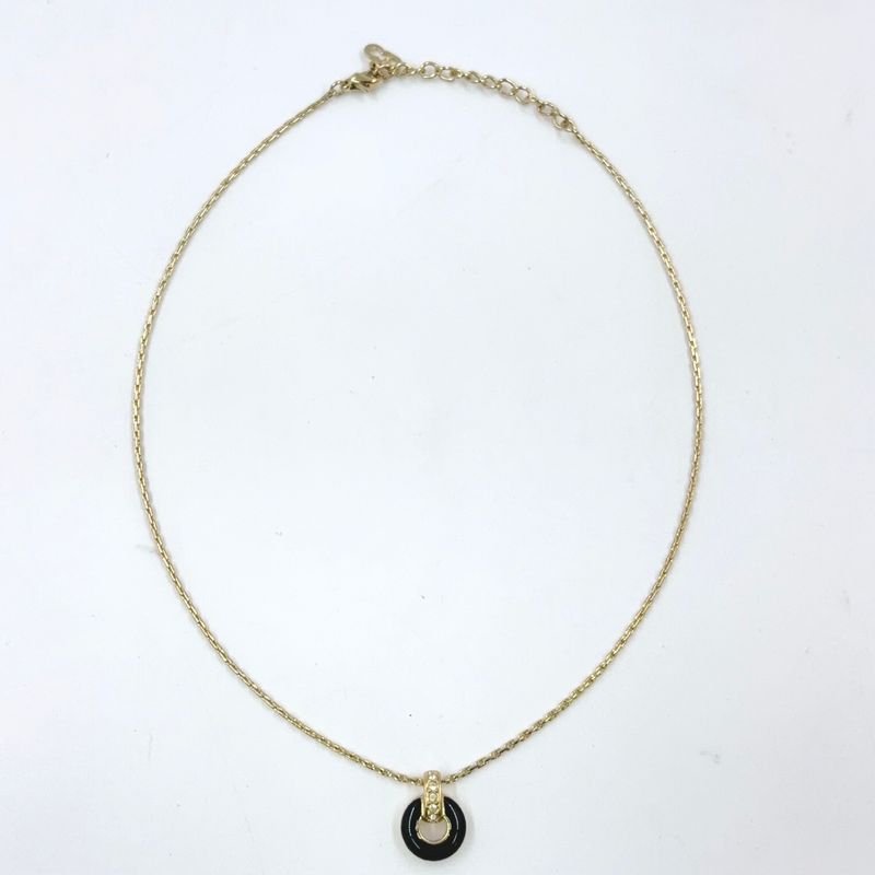 Christian Dior Circle Rhinestone GP Gold X Black Necklace