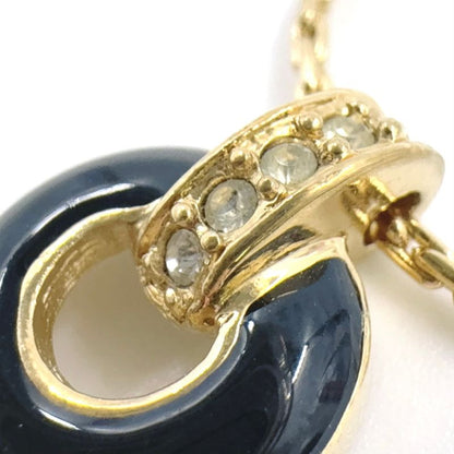 Christian Dior Circle Rhinestone GP Gold X Black Necklace