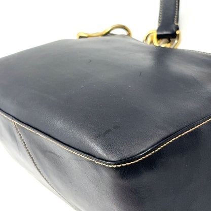 Prada Chain Leather Black One Shoulder Bag Gold