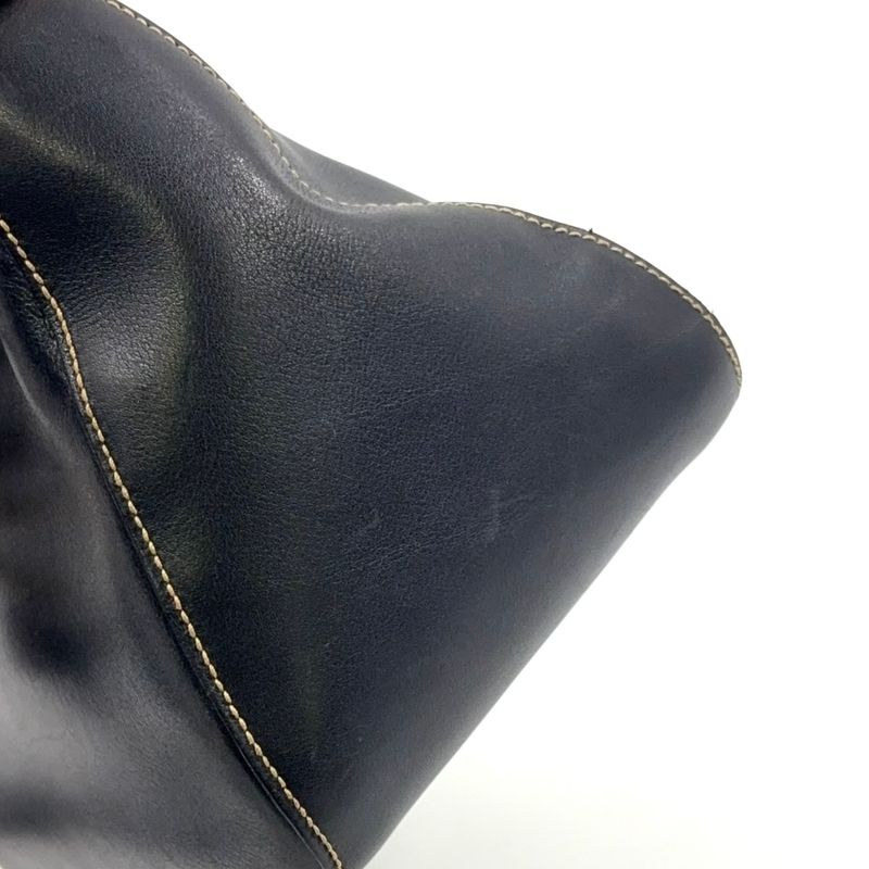 Prada Chain Leather Black One Shoulder Bag Gold