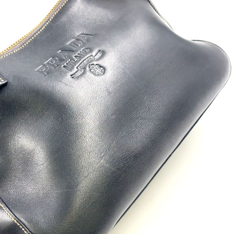 Prada Chain Leather Black One Shoulder Bag Gold