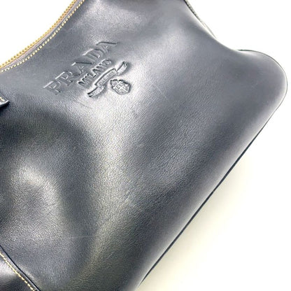 Prada Chain Leather Black One Shoulder Bag Gold