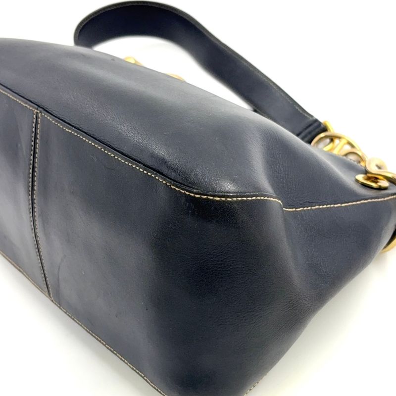 Prada Chain Leather Black One Shoulder Bag Gold