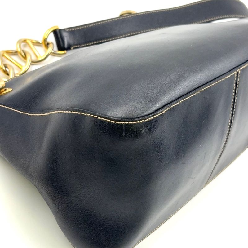 Prada Chain Leather Black One Shoulder Bag Gold