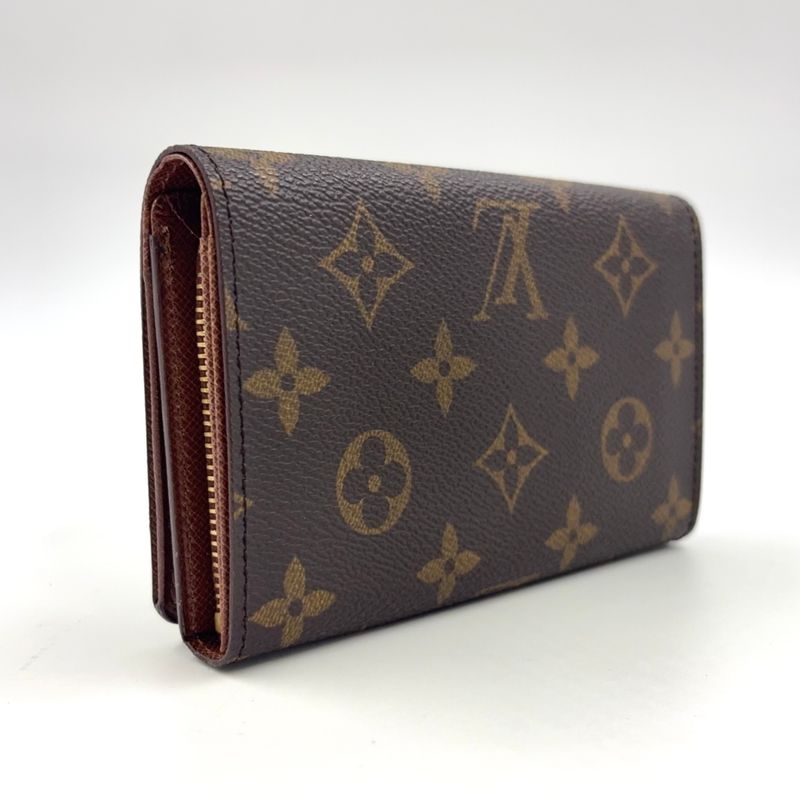 Louis Vuitton Portomone Viet Tresor Monogram Leather ×pvc Brown Bifold Wallet