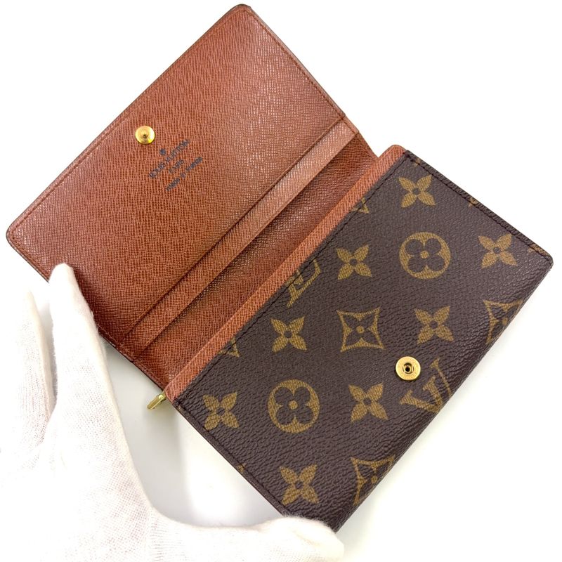 Louis Vuitton Portomone Viet Tresor Monogram Leather ×pvc Brown Bifold Wallet