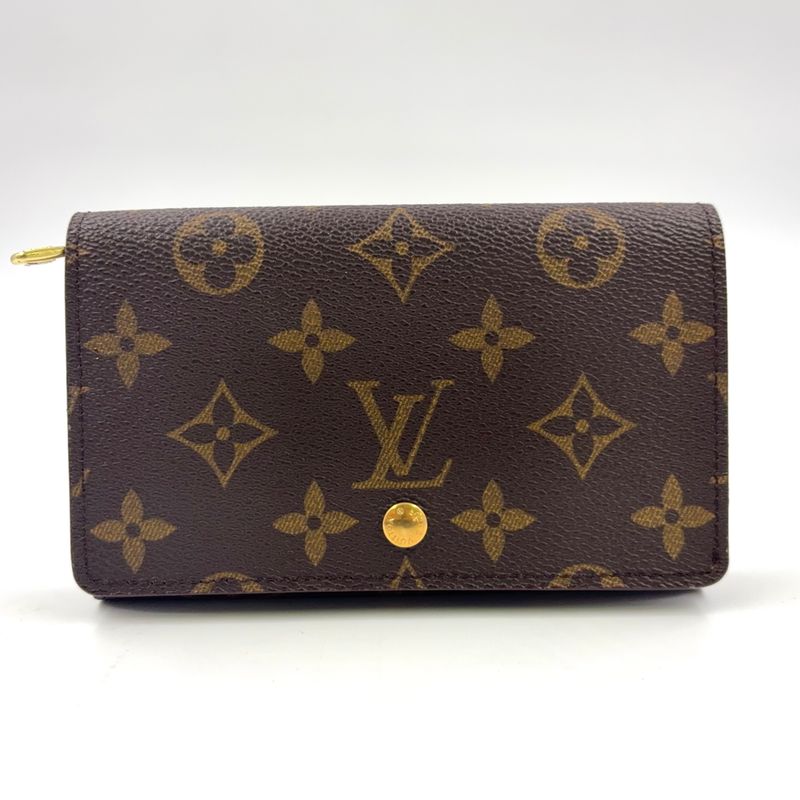 Louis Vuitton Portomone Viet Tresor Monogram Leather ×pvc Brown Bifold Wallet