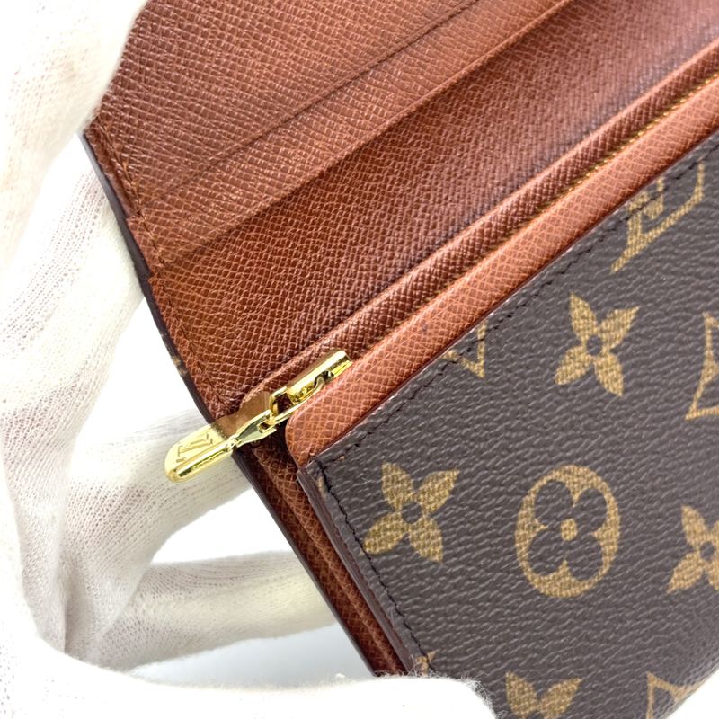 Louis Vuitton Portomone Viet Tresor Monogram Leather ×pvc Brown Bifold Wallet