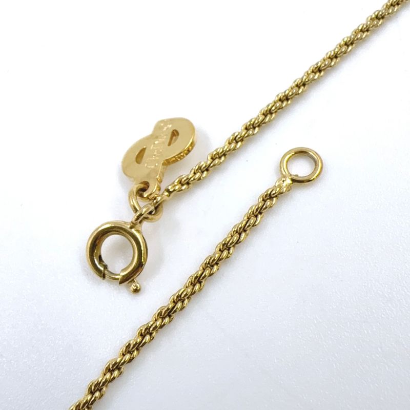 Christian Dior CD Logo Rhinestone GP Gold X Black Necklace