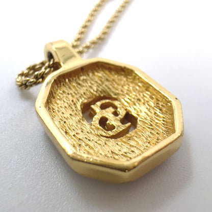 Christian Dior CD Logo Rhinestone GP Gold X Black Necklace