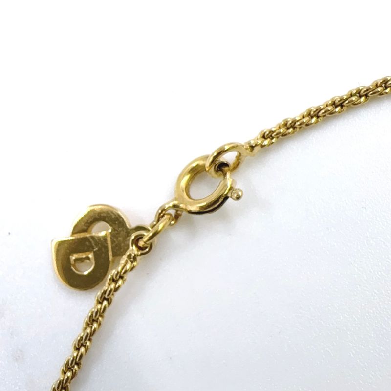 Christian Dior CD Logo Rhinestone GP Gold X Black Necklace