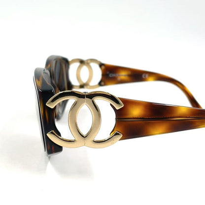 Chanel Cocomark Tortoiseshell Plastic Brown Sunglasses Gold