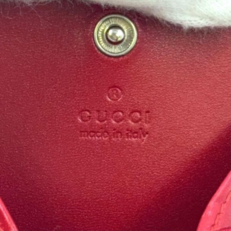 Gucci GG Canvas Logo Plate Canvas Red Coin Case Silver
