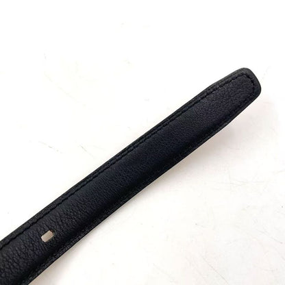 Hermes Api □D Engraved Leather Black X Light Brown Belt Silver