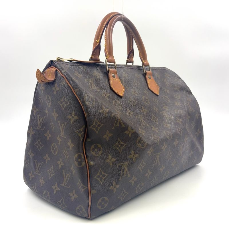 Louis Vuitton Speedy 35 Monogram Leather X PVC Brown Handbag Gold M41524