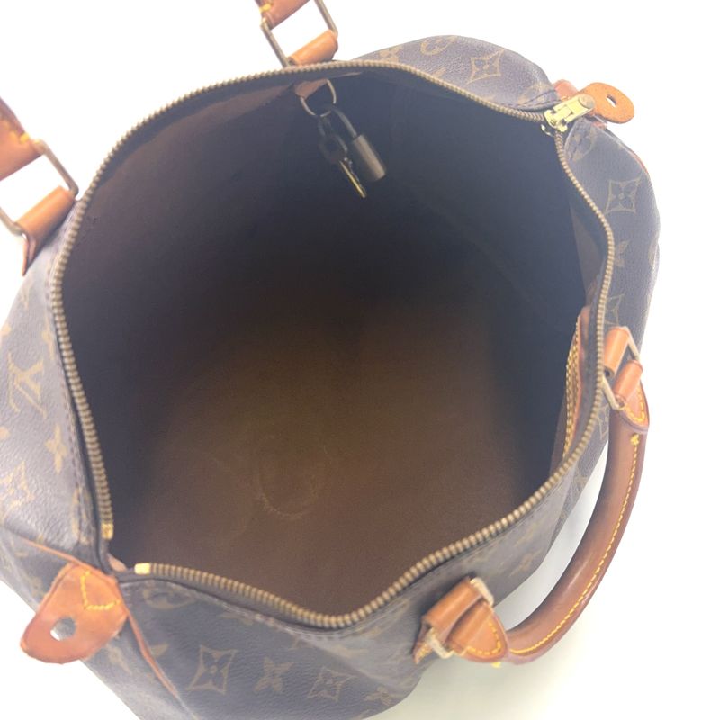 Louis Vuitton Speedy 35 Monogram Leather X PVC Brown Handbag Gold M41524
