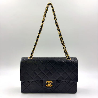Chanel Matelasse 25 W Flap Serial Number 2 Caviar Skin Black W Chain Shoulder