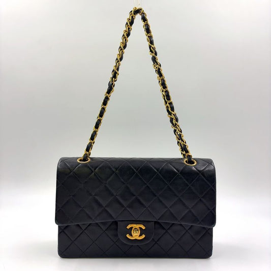 Chanel Matelasse 25 W Flap Serial Number 2 Caviar Skin Black W Chain Shoulder