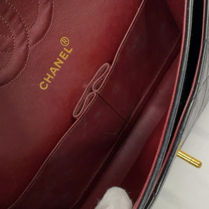 Chanel Matelasse 25 W Flap Serial Number 2 Caviar Skin Black W Chain Shoulder