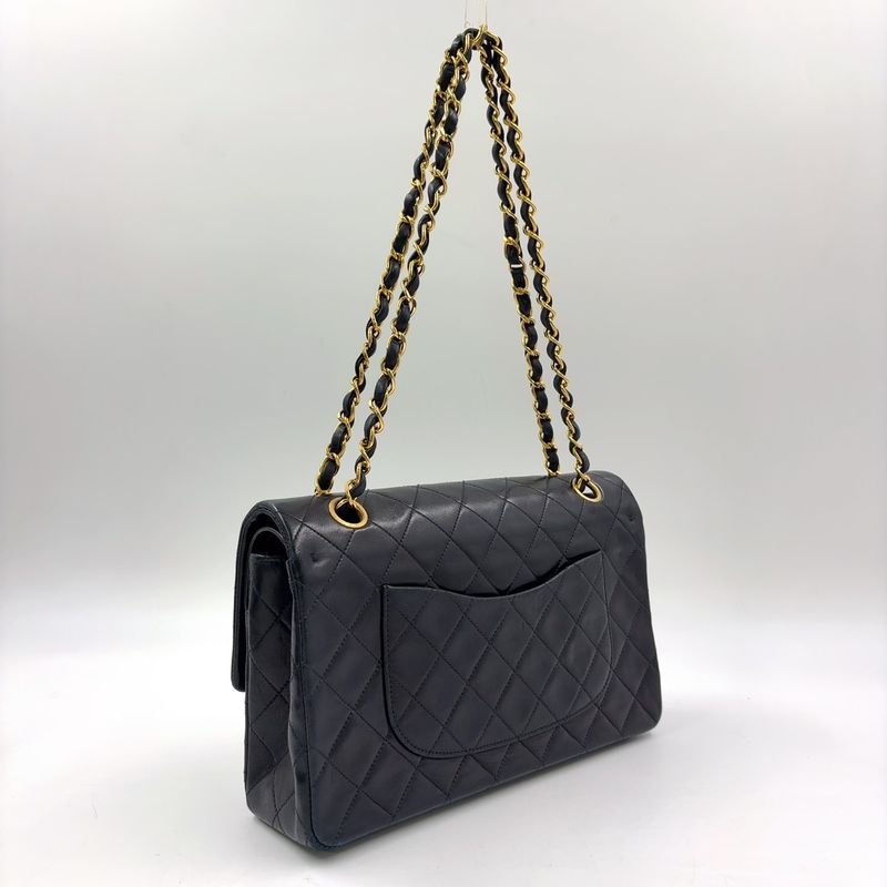 Chanel Matelasse 25 W Flap Serial Number 2 Caviar Skin Black W Chain Shoulder