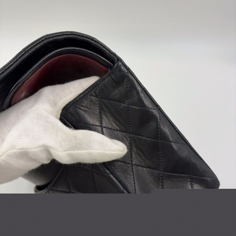 Chanel Matelasse 25 W Flap Serial Number 2 Caviar Skin Black W Chain Shoulder