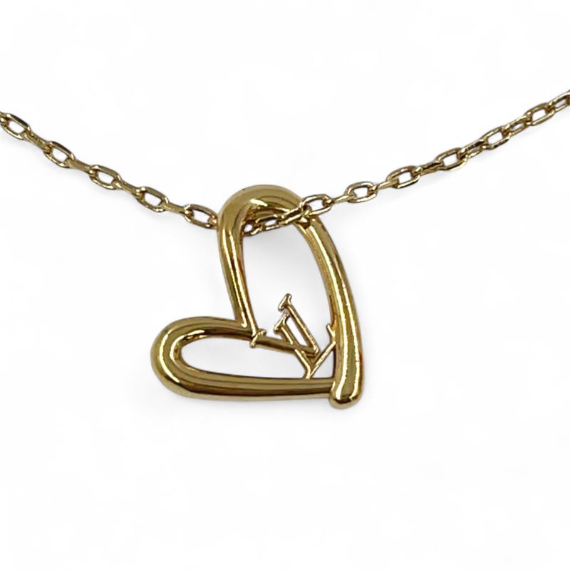 Louis Vuitton Collier Heart Foreign Love GP Gold Necklace M00465