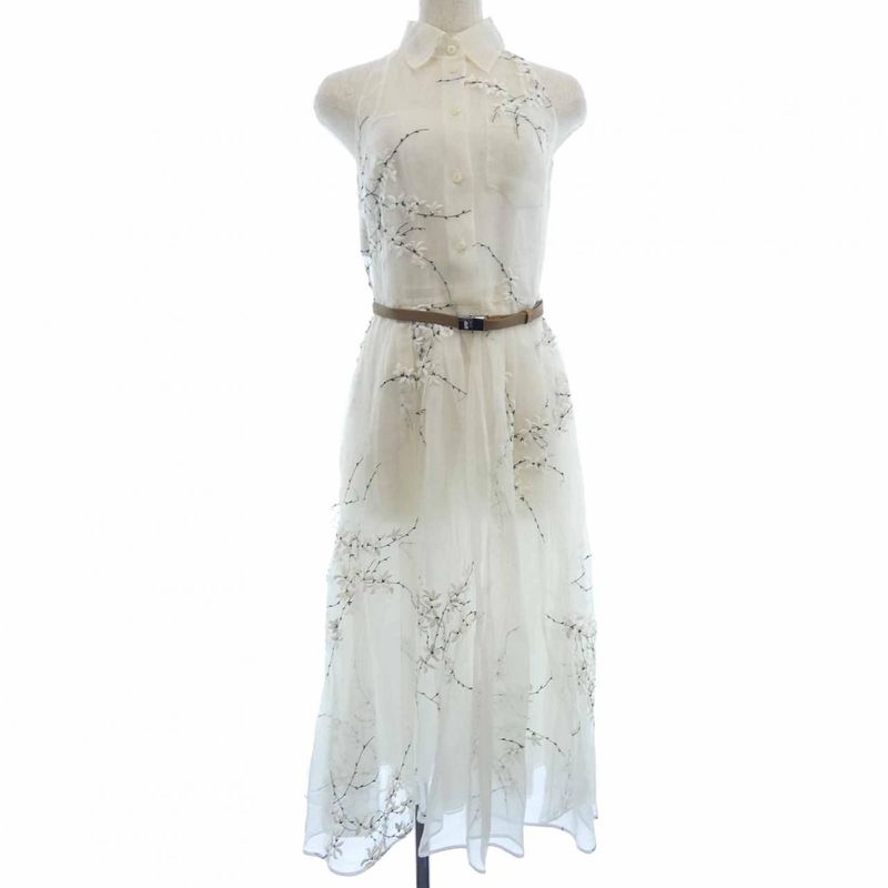 Prada Floral Embroidered Silk Midi Dress P3l88r Sooo 14kf Dress