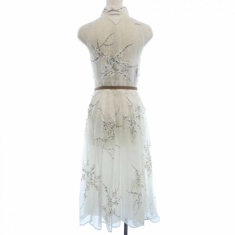 Prada Floral Embroidered Silk Midi Dress P3l88r Sooo 14kf Dress