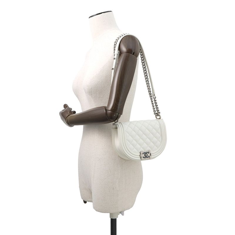 Chanel Chain Shoulder Bag Quilted CC Logo Small Caviar